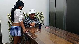 Old Man Fucks Submissive Latina Student in Skirt