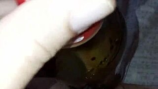 Pregnant gretala rubs bottle on juicy pussy lips