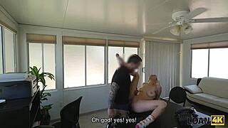 Babe fucks hard in office casting to get credit!