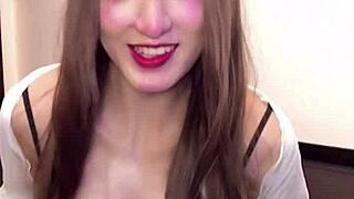 Beautiful ladyboy crossdresses and masturbates intensely while streaming