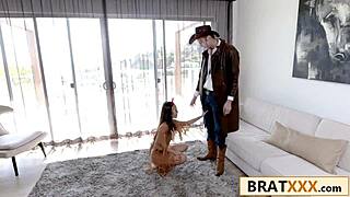 petite asian rides cowboy in pocahontas outfit 😈