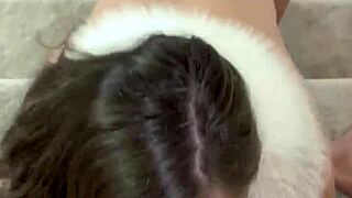 Oh wow, this hot babe is licking balls and deepthroating in POV! So wet and wild 😍