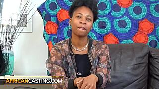 african casting where sexy bikini model gets deep gagging job done