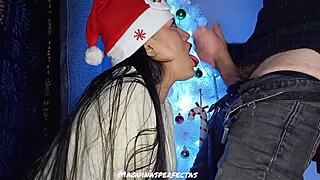 First Christmas Blowjob With Deep Throat And Facial.