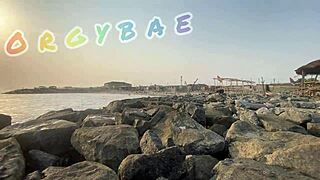 Couple Play Voyeur At Public Bar And Beach