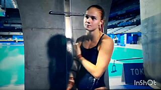 beautiful girls performing ornamental jumps with perfect bodies