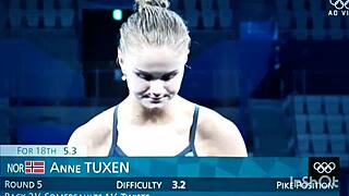 beautiful girls performing ornamental jumps with perfect bodies