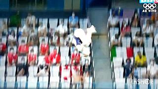 beautiful girls performing ornamental jumps with perfect bodies