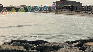 Couple Play Voyeur At Public Bar And Beach