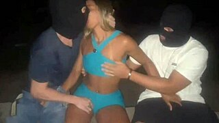 Wife working out late at night engages in uncensored bareback assfucking on the street