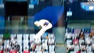 beautiful girls performing ornamental jumps with perfect bodies