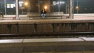 Intense Emotions During Public Outdoor Train Station Fuck With Stranger