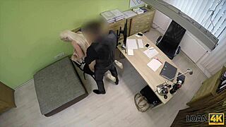 Busty blonde blanche gives herself to the loan agent for some office sex