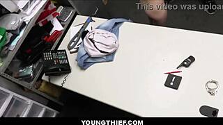 Cute Skinny Blonde Teen 18+ Shoplifter Gets Caught in Striptease - Emma Rosie