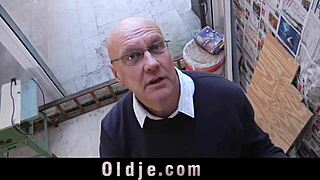 Young Nataly seduces old man with licking, sucking, and hardcore pussy ravishing.