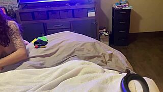 girl put on lingerie to let guy play with her with dildo vibrator