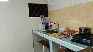 Pretty Ebony With Big Ass In Kitchen Encounter