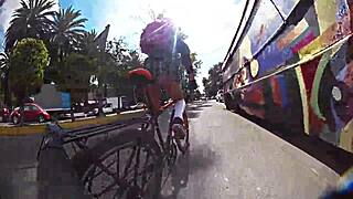 exposing in miniskirt upskirt while walking through the city