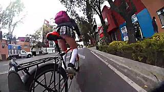 exposing in miniskirt upskirt while walking through the city