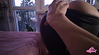 Got horny watching step sister's juicy ass during yoga! Her tight body drove me wild!