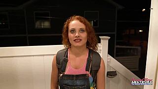 Petite Ginger Luna Parish Bent Over Deep Fingers Her Shaved Pussy And Stuffs It With Dildo