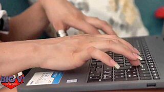 blonde pornstar performs detailed cunilingus on big natural tits