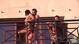 Boxing Practice Turns into Intimate Encounter for Blonde and Brunette Outdoors