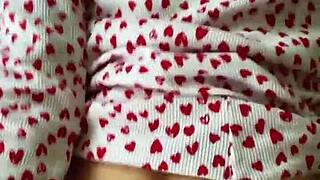 early morning couple sex with cum on petite body