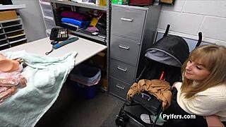 busty hottie caught and fucked with stolen dildos in office