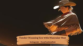 Muscular bodybuilder moans erotically during tender solo sex, reaching orgasm