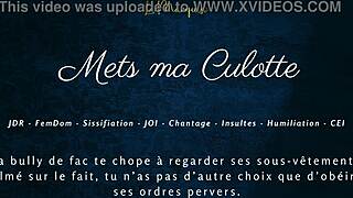 French femdom humiliates with sissification! Listen to her jerk off instructions and cum eating commands!