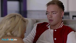 Bombshell milf has her body painted with stepson's special art