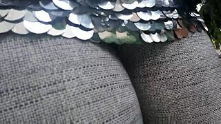 Italian Woman Flashes Tits In Public Garden Then Pees In Tight Pants