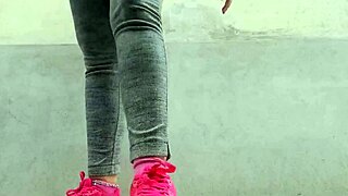 Italian Woman Flashes Tits In Public Garden Then Pees In Tight Pants