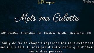 French femdom humiliates with sissification! Listen to her jerk off instructions and cum eating commands!