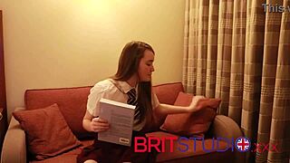 naughty teen explores her body with fingers in uniform