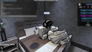 Quietly Fucking A Fan On The Bed!