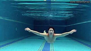 lady dee, cute shy czech teen, swims horny in pool