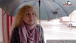 normal german woman persuaded on street for sex film, feeling excited