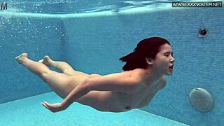 lady dee, cute shy czech teen, swims horny in pool