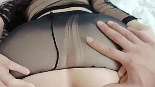 the cute asian girl in fishnets shows a sexy contrast 😍