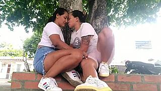 We sneak to the public park for intimate mutual touches and kisses