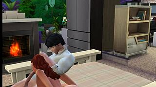 Sexy redhead and newlywed in sims 4