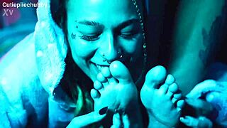 Tickling my friend's feet turns into playful pussy fun with my lesbian buddy.