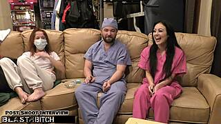 Blaire Celeste's mouth blasted with huge cum load as nurse