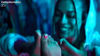 Tickling my friend's feet turns into playful pussy fun with my lesbian buddy.