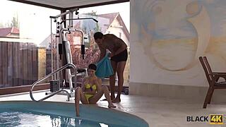 Playful Girls' Swimming Lesson Turns Into Intense Interracial Sex