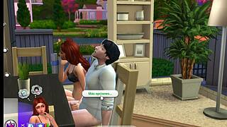 Sexy redhead and newlywed in sims 4