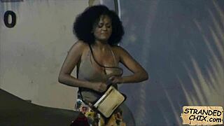 Curly-haired beauty Julie Kay gets passionately fucked outdoors in hidden spot