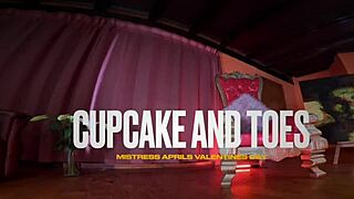 Dominatrix mistress april humiliates slave with cupcake and toes in detailed bdsm session